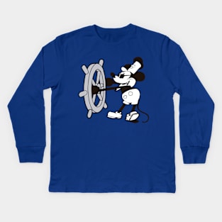 Pirate Steamboat Willie (Front and back) Kids Long Sleeve T-Shirt